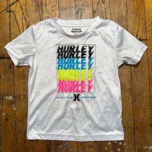 Hurley Stack Em Up T-Shirt Boys Size 4T 3-4‎ Years White Short Sleeve Crew Neck